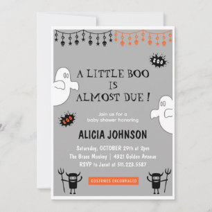 Invitation Ghosts Orange Little boo baby shower d'Halloween