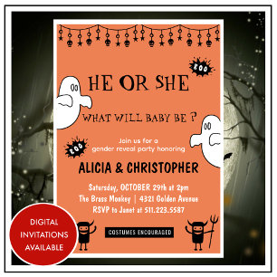 Invitation Ghosts Orange Octobre Halloween genre