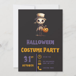 Invitation Ghoul avec lanterne Jack-O' Halloween noir