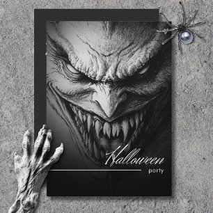 Invitation Ghoulish Gargoyle Black & White Halloween Party