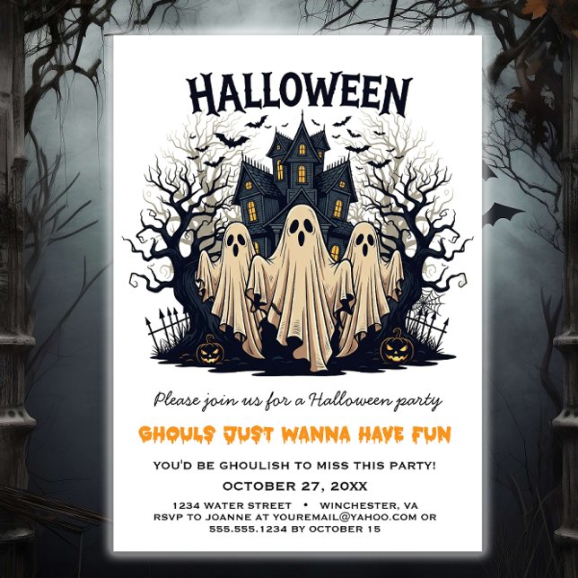 Invitation Ghouls veut juste s'amuser fête d'Halloween (Créateur téléchargé)