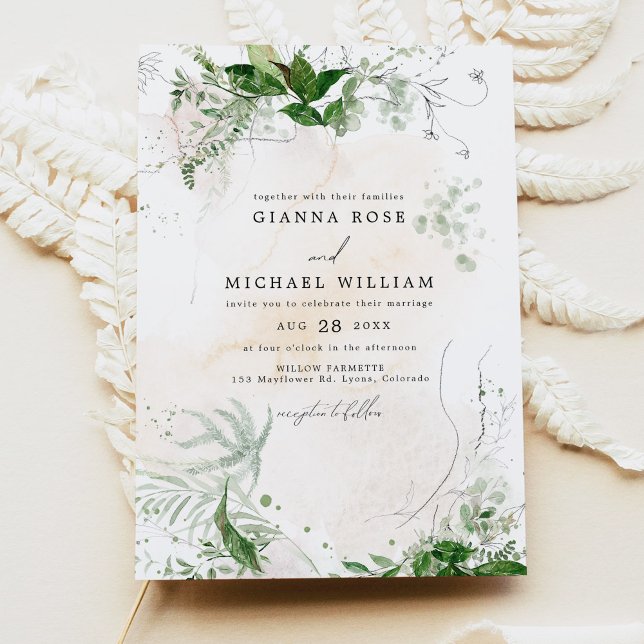 Invitation GIANNA Boho Ethereal Green Vintage Chic Mariage (Créateur téléchargé)
