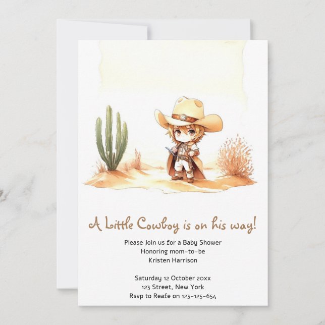 Invitation Giddy Up C'est un Baby shower sauvage de cowboy de (Devant)