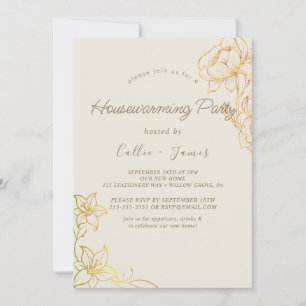 Invitation Gilded Floral Crème et Or pour la Fête de Nouvel
