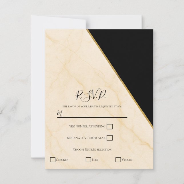 Invitation Gilded Geometry Luxe ivoire et or Marbre RSVP (Devant)