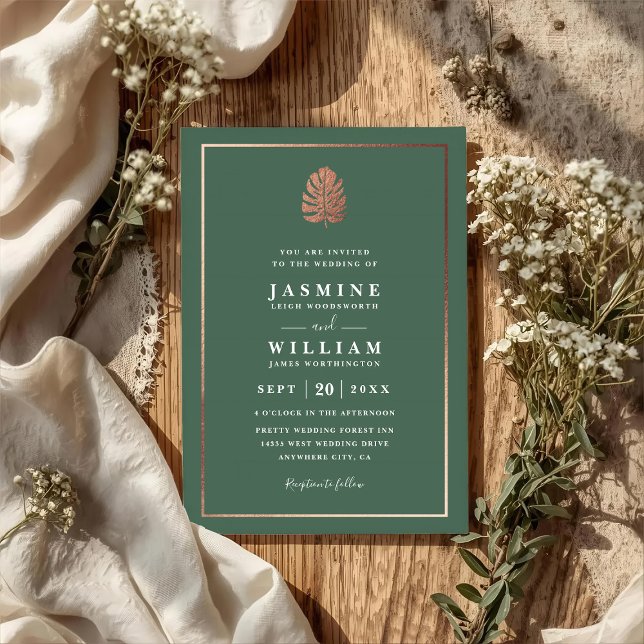 Invitation Gilded Tropics Elegant Modern QR Code Wedding (Créateur téléchargé)