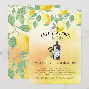 Invitation Gin fête d'anniversaire à thème