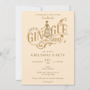 Invitation Gin-Gle Girlsmas Dames Cocktail Noël