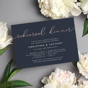 Invitation Gin Lane   Dîner de répétition d'or Faux Rose mode