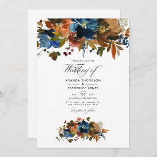 Invitation Ginger et Navy Floral Mariage Photo
