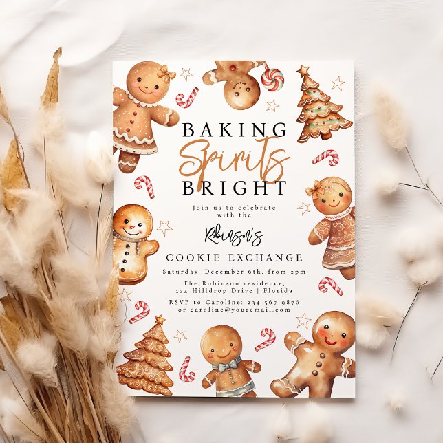 Invitation Gingerbread Baking Spirits Bright Noël  (Créateur téléchargé)