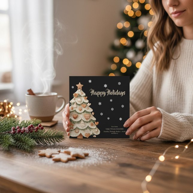 Invitation Gingerbread Christmas Tree Snowflake Holiday Card (Créateur téléchargé)