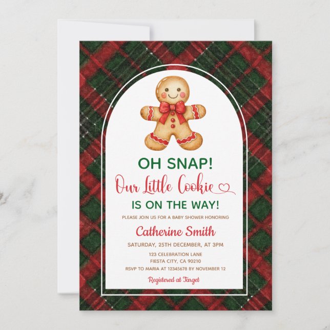 Invitation  Gingerbread Classic Christmas Baby Shower  (Devant)