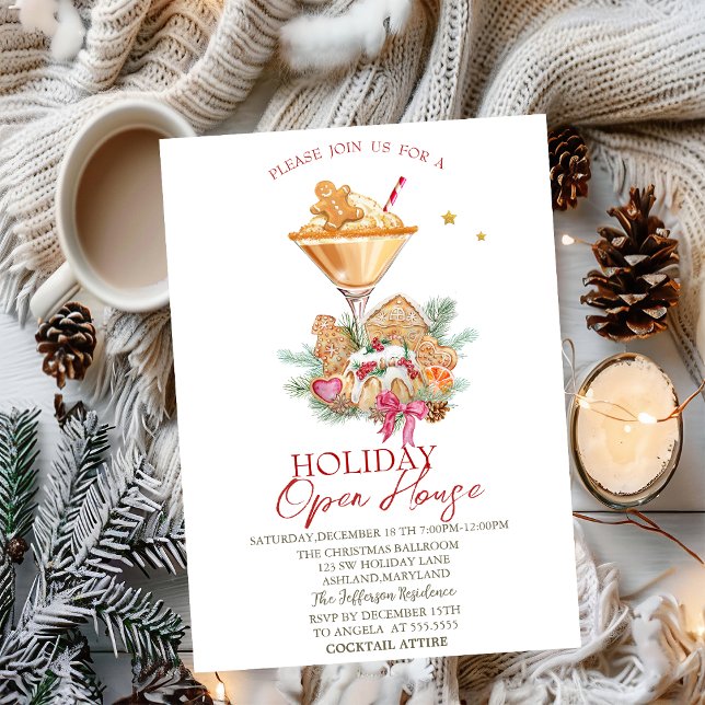 Invitation Gingerbread Cocktail Cookies Holiday Open House (Créateur téléchargé)