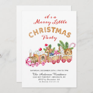 Invitation Gingerbread Cookie Merry Little Christmas Party