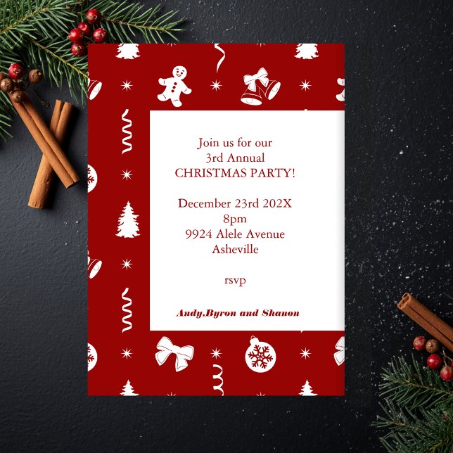 Invitation Gingerbread de Noël Rouge et Blanc Classique (Créateur téléchargé)