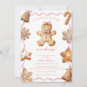 Invitation Gingerbread    Fête Prénatale Fille Hiver