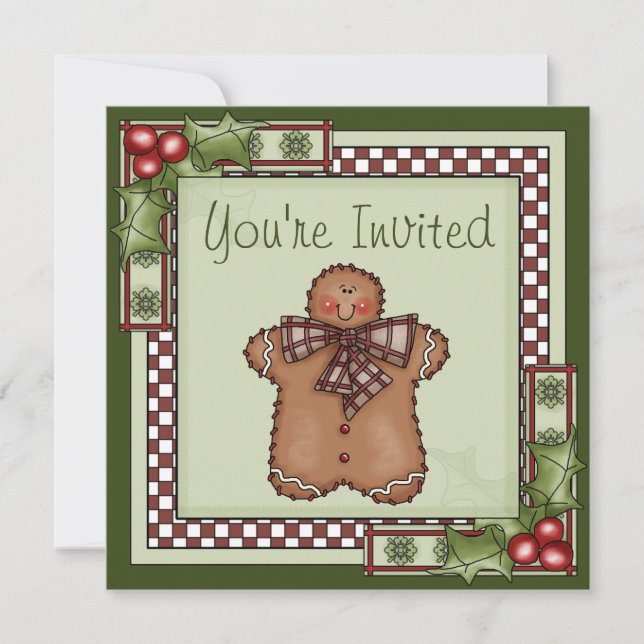 Invitation Gingerbread Homme Noël Fête de Noël (Devant)