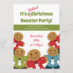 Invitation Gingerbread Man Sweet Green Noël virtuel