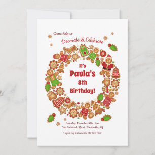 Invitation Gingerbread Wreath Fête d'anniversaire