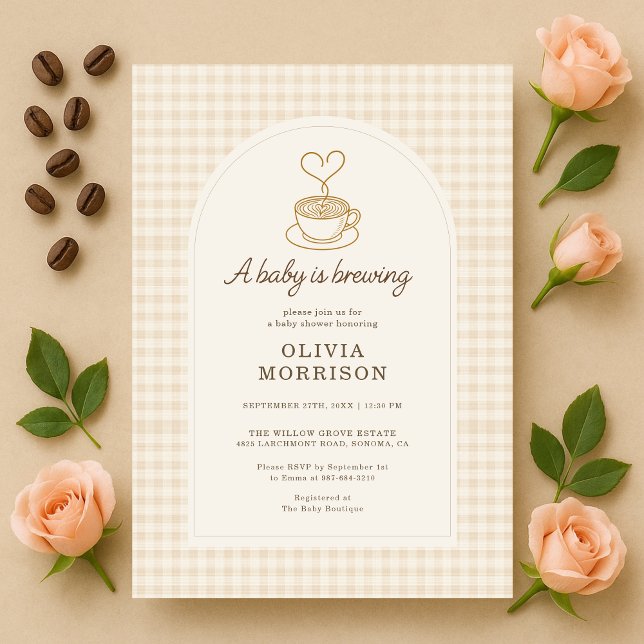 Invitation Gingham Baby prépare un Café Baby Shower (Créateur téléchargé)