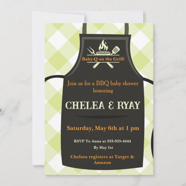 Invitation Gingham Baby Shower Is on the Grill baby shower  (Devant)