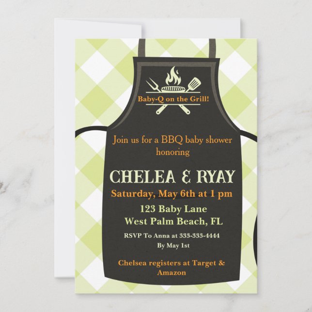 Invitation Gingham Baby Shower Is on the Grill baby shower  (Devant)