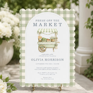 Invitation Gingham Frais du Marché Vert Enterrement de Vie de