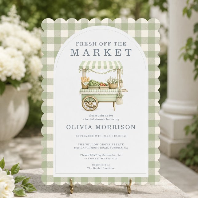 Invitation Gingham Frais du Marché Vert Enterrement de Vie de (Créateur téléchargé)