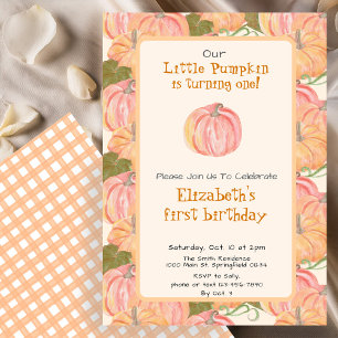 Invitation Gingham Notre Petit Citrouille Premier Anniversair