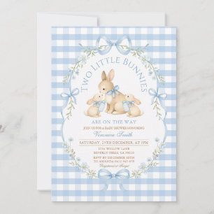 Invitation gingham pour Baby Shower Deux Petits La
