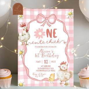 Invitation Gingham Rose Fleur Daisy Une Adorable Poulette 1er