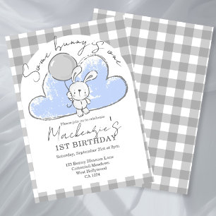 Invitation Gingham Some Bunny a un an Anniversaire Personnali