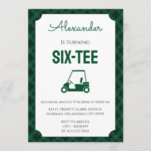Invitation Gingham Vert et Noir Golf 60ème Anniversaire