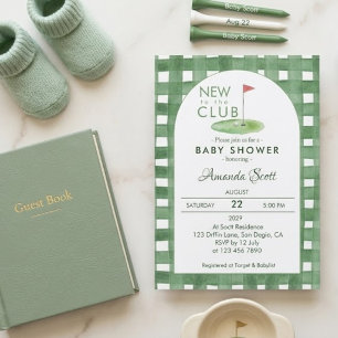 Invitation Gingham Vert Nouveau Au Club De Golf  Baby Shower