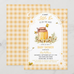 Invitation GinghamSweet Little Bee est sur le chemin Baby sho