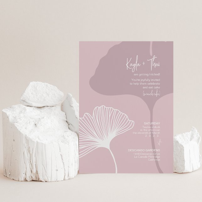 Invitation Gingko Silhouette ・ Mariage rose modern (Créateur téléchargé)