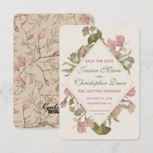 Invitation Ginkgo aquarelle floral mariage à retenir la date