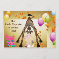 Girafe amusante, petite fille et Baby shower de gâ