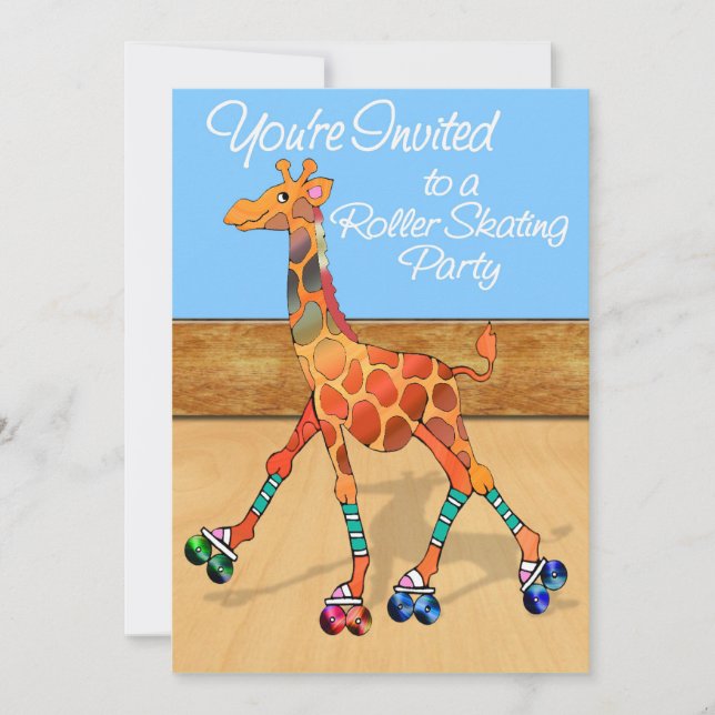 Invitation Girafe au Roller Rink Party (Devant)