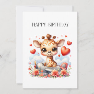 Invitation Girafe Avion Anniversaire