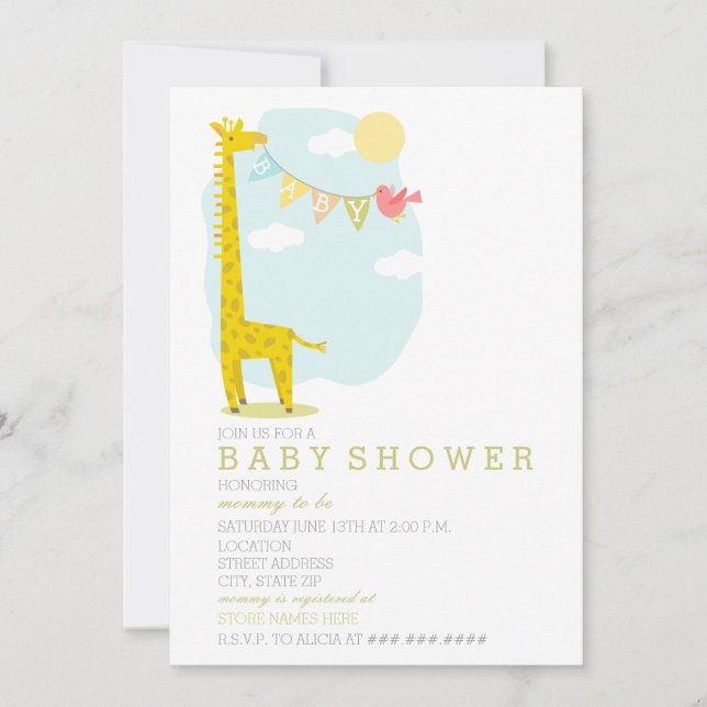 Invitation Girafe + Baby shower neutre (Devant)