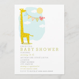Invitation Girafe + Baby shower neutre