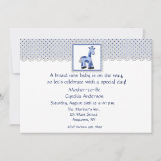Invitation Girafe bleue Baby shower