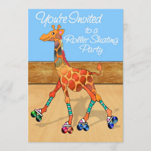 Invitation Girafe de patinage à roulettes à la fête de la pat