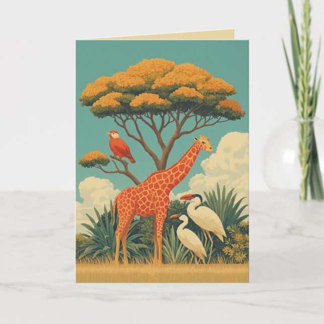 Invitation Girafe et Safari Birds (Devant)