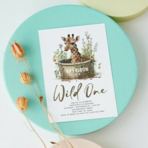 Invitation Girafe Mignonne Sauvageonne 1er Anniversaire Photo