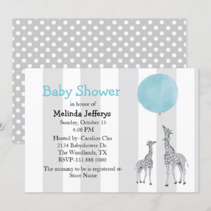 Invitation Girafes avec l'invitation de baby shower de ballon