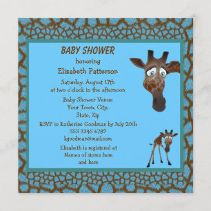 Invitation Girafes de baby shower et poster de animal bleu