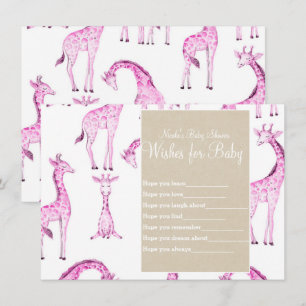 Invitation Girafes roses et voeux Kraft pour jeu de Baby Show